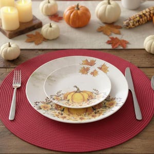 Pumpkin Dinner Plate Set – Ceramic Wedding Plates – Fall & Thanksgiving Dish Set