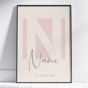 Impresión de nombre personalizada inicial Cartel / Nuevo regalo de bebé / Impresión de nombre / Impresiones personalizadas para niños / Impresión de guardería / Impresión de póster para niños