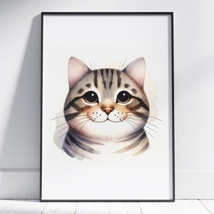 Niedliche lächelnde Katze Kinderzimmer Animal Print, Kätzchen Baby Drucke, Kinderzimmer Drucke, Kinderzimmer Wand Kunstdruck