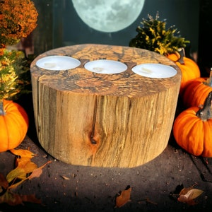 Wood candle holder