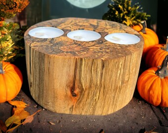 Wood candle holder