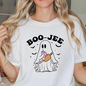 かわいいブージーゴーストTシャツ、ブージーゴーストガーリーハロウィンシャツ、ガーリーゴーストセーター、ガーリーハロウィンギフト、かわいい女性向けハロウィンギフト