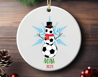 Personalized SOCCER Snowman Ornament - Kids Soccer Christmas Ornament - Personalized Christmas Ornament - Sports Ornament