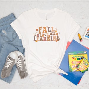 Fall Teacher Shirt,Retro Fall T - Shirt,ThanksgivingTeacher Shirts,Pumpkin Teacher Tee,Cute Teacher Shirts,Funny Fall Shirt, Retro Print Tee