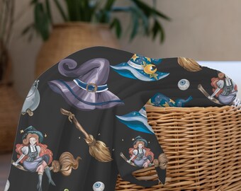 Halloween Witchy Blanket, Plush Halloween Blanket, Spooky Witch Blanket, Witche's Broom Blanket, Witch Blanket, Celestial Blanket, Blanket