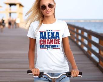 Alexa Change The President, Anti-Biden Protest Tee, Republican 4th of July Apparel, Funny Election Shirt, Election 2024 MAGA,Pro-Trump Shirt