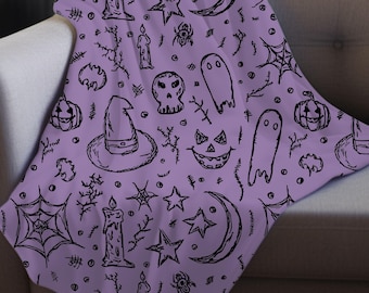 Halloween Fleece Blanket Witch Blanket Cozy Fall Blanket Halloween Throw Blanket Comfy Blanket Tarot Blanket Gothic Home Decor Fleece Throw