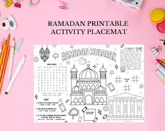 Ramadan Activity Placemat | Printable Wordsearch, Coloring (Digital Download)