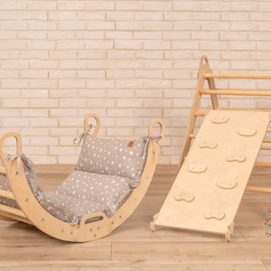 Climbing arch with ramp, Arch with Cushion, Climbing montessori furniture, Rocker Pillow, Montessori Rocker, Toddler Rocker, Muslin Cushion