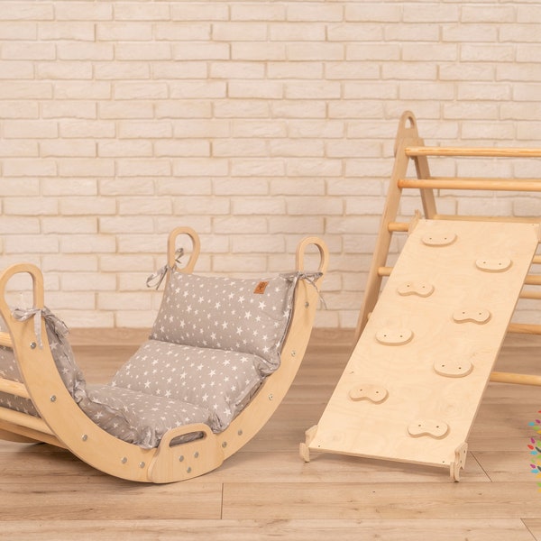Montessori Gifts for kids, climbing set, Kids toys, Montessori climbing set, Triangle climber, toys 2 years old- 7 year old, wooden baby gym