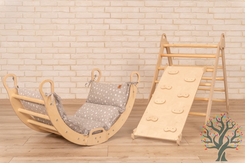 Climbing arch with ramp, Arch with Cushion, Climbing montessori furniture, Rocker Pillow, Montessori Rocker, Toddler Rocker, Muslin Cushion