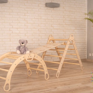 Montessori Set Of Three Items, Foldable Triangle + Climbing Arch + Climbing Ladder/Slide, Climbing Triangle, Montessori Furniture