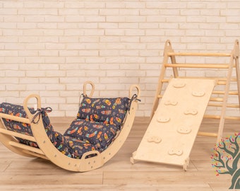 Montessori Climbing Gym: Arch Rocker, Triangle Climber & Ramp