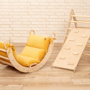Montessori Climbing Set: Arch Rocker with Velvet Pillow