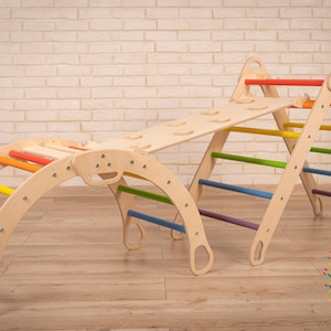 Colored Climbing Triangle Set of 3 items, Montessori Furniture, Climbing Frame, Baby Climbing Gym Pickler, Indoor Foldable Set of 3 Items