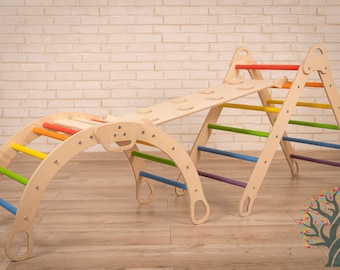 Colored Climbing Triangle Set of 3 items, Montessori Furniture, Climbing Frame, Baby Climbing Gym Pickler, Indoor Foldable Set of 3 Items