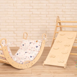 Climbing arch with ramp, Arch with Cushion, Climbing montessori furniture, Rocker Pillow, Montessori Rocker, Toddler Rocker, Muslin Cushion