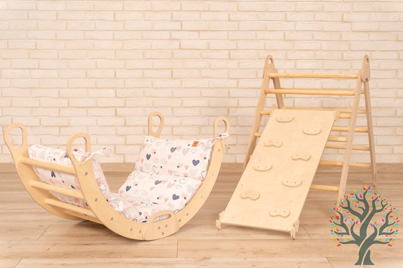 Climbing arch with ramp, Arch with Cushion, Climbing montessori furniture, Rocker Pillow, Montessori Rocker, Toddler Rocker, Muslin Cushion