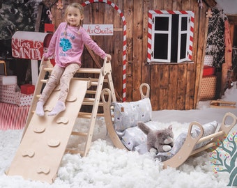 OFFRE SPÉCIALE !!! Arche d'escalade Montessori de Noël avec oreiller, arche d'escalade en bois pour bébé avec rampe et oreiller, Kletterbogen, Kletterset