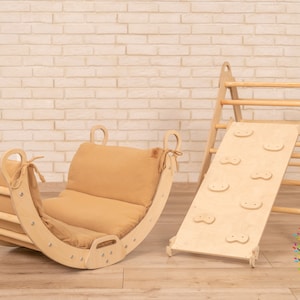 Climbing arch with ramp, Arch with Cushion, Climbing montessori furniture, Rocker Pillow, Montessori Rocker, Toddler Rocker, Muslin Cushion