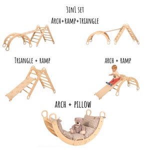 Arche d'escalade avec rampe, Arche avec coussin, Meubles d'escalade montessori, Coussin à bascule, Chaise à bascule Montessori, Chaise à bascule pour tout-petit, Coussin en mousseline image 10