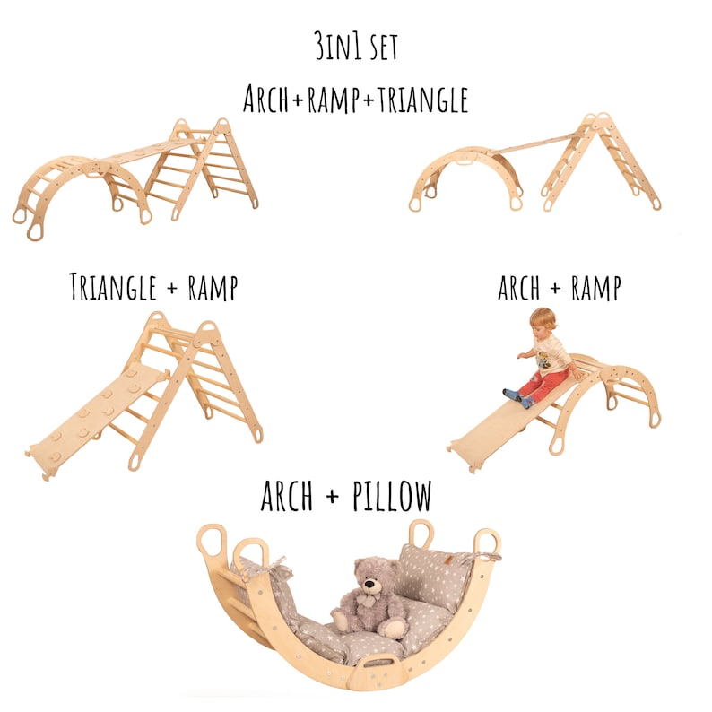 Arche d'escalade avec rampe, Arche avec coussin, Meubles d'escalade montessori, Coussin à bascule, Chaise à bascule Montessori, Chaise à bascule pour tout-petit, Coussin en mousseline image 10