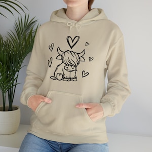 Sudadera con capucha unisex Highland Cow Love