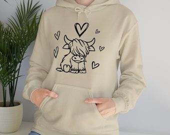Sudadera con capucha unisex Highland Cow Love