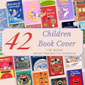 Couvertures de livres imprimables miniatures pour maison de poupée, 42 livres Booktok pour enfants, décoration de bibliothèques de maison de poupée en téléchargement numérique, bricolage Tini Books 1:12