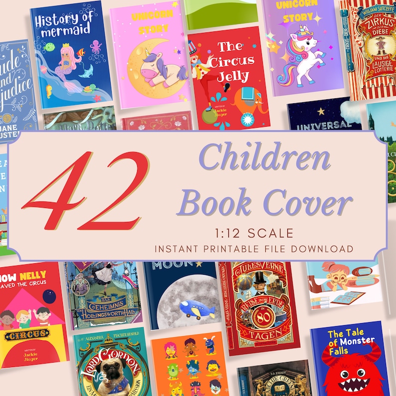 Dollhouse Miniature Printable Book Covers, 42x Children Booktok Books ...
