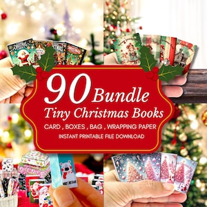 90x Bundle DIY Miniature Christmas book, mini printable Christmas book, tinyhouse, dollhouse decorating, book lovers, holiday decoration