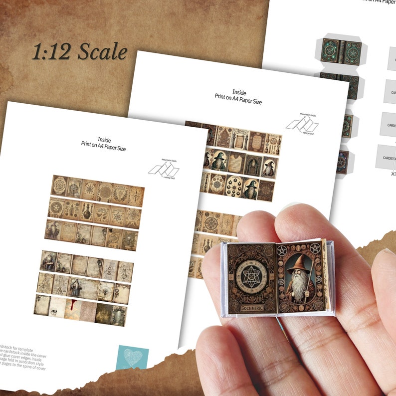 Miniature Magic Spell Book Covers Printable