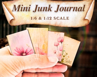Mini Junk Journal Printable Kit: Vintage Floral Dollhouse Book (PDF Download)