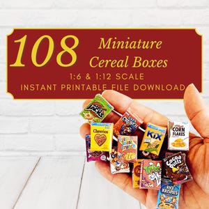 108 Dollhouse Miniature Cereal Boxes, Mini Boxes , Instant digitable downloaded, DIYED, Packages Boxes, digital-craftful, mini DIY, tiny diy