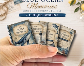 Blue Ocean Mini Journals: Vintage Watercolor Travel Diary (Digital Download)