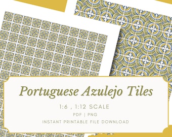 Printable Mediterranean Tile Design: Dollhouse Flooring (PDF, PNG)
