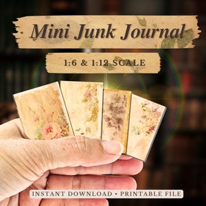 Mini Junk Journal Vintage Printable Kit – Mini Printable Vintage Books, 4 Cover Designs, 80 Ephemera, Vintage Dollhouse Printable, DIYED
