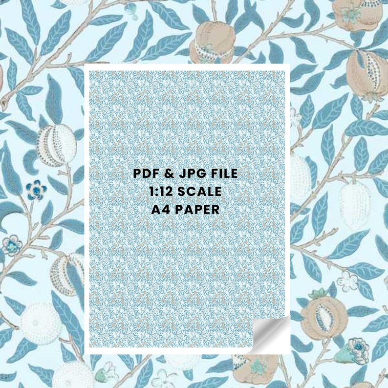 Dollhouse Miniatures Wallpaper DIGITAL DOWNLOAD Printable, William
