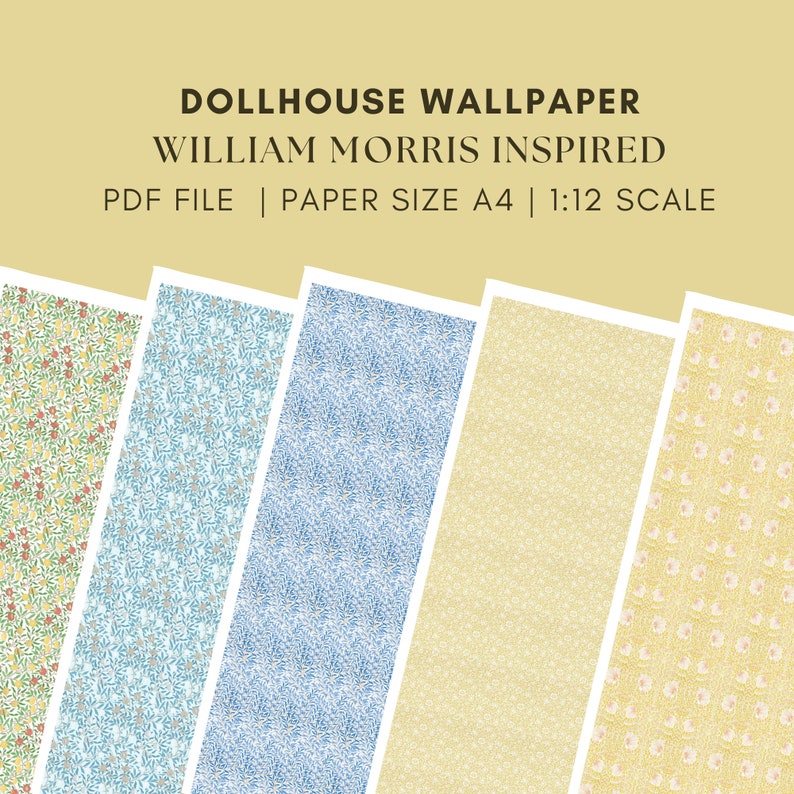 Dollhouse Miniatures Wallpaper DIGITAL DOWNLOAD Printable, William