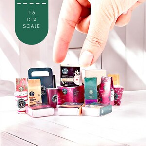 Miniature Starbucks Coffee Printable packages boxes Set 1:6 1:12 Scale Instant digitable downloaded