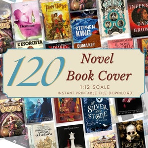 Printable Miniature Book Novel Covers, 120x Bundle Dollhouse Book Covers, Digital Download for Miniature Libraries, DIY Dollhouse Books 1:12