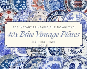 20x Green Vintage Plates Dollhouse Printable DIGITAL DOWNLOAD ...