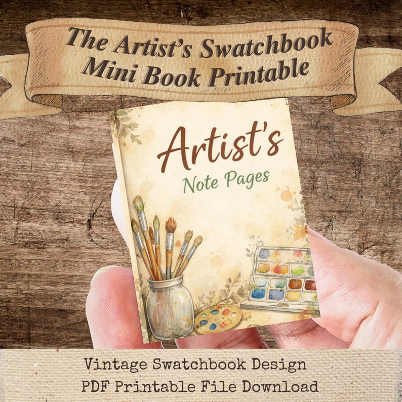 Artist Note For Display Vintage Artist Note Pages Mini Book Printable : Watercolor Painting ...