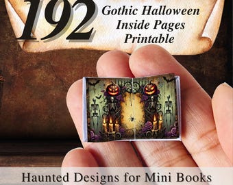 Gothic Halloween Mini Book Inside Pages: Printable Dollhouse Spell Books (PDF Download)