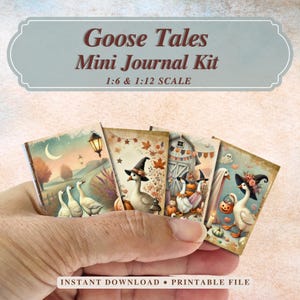 Printable Mini Junk Journal : Goose Halloween Fall Collage (Digital Download)