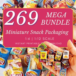 Druckbare Puppenhaus Miniaturen Snack Paketen MEGA Bundle-Instant Printable File Download, Mini Boxen, DIYED, tiny diy, digital-craftful