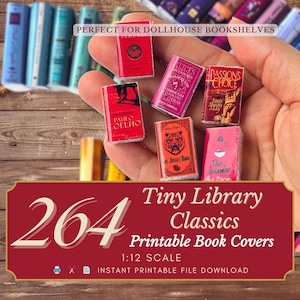 Printable Miniature Book Covers 1:12 Scale – 264 Bundle Dollhouse Book Covers, Digital Download, Miniature Libraries, DIY Dollhouse Books