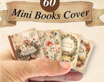 Botanical Mini Books Covers Printable : Dollhouse Miniatures Library Decor (PDF Download)