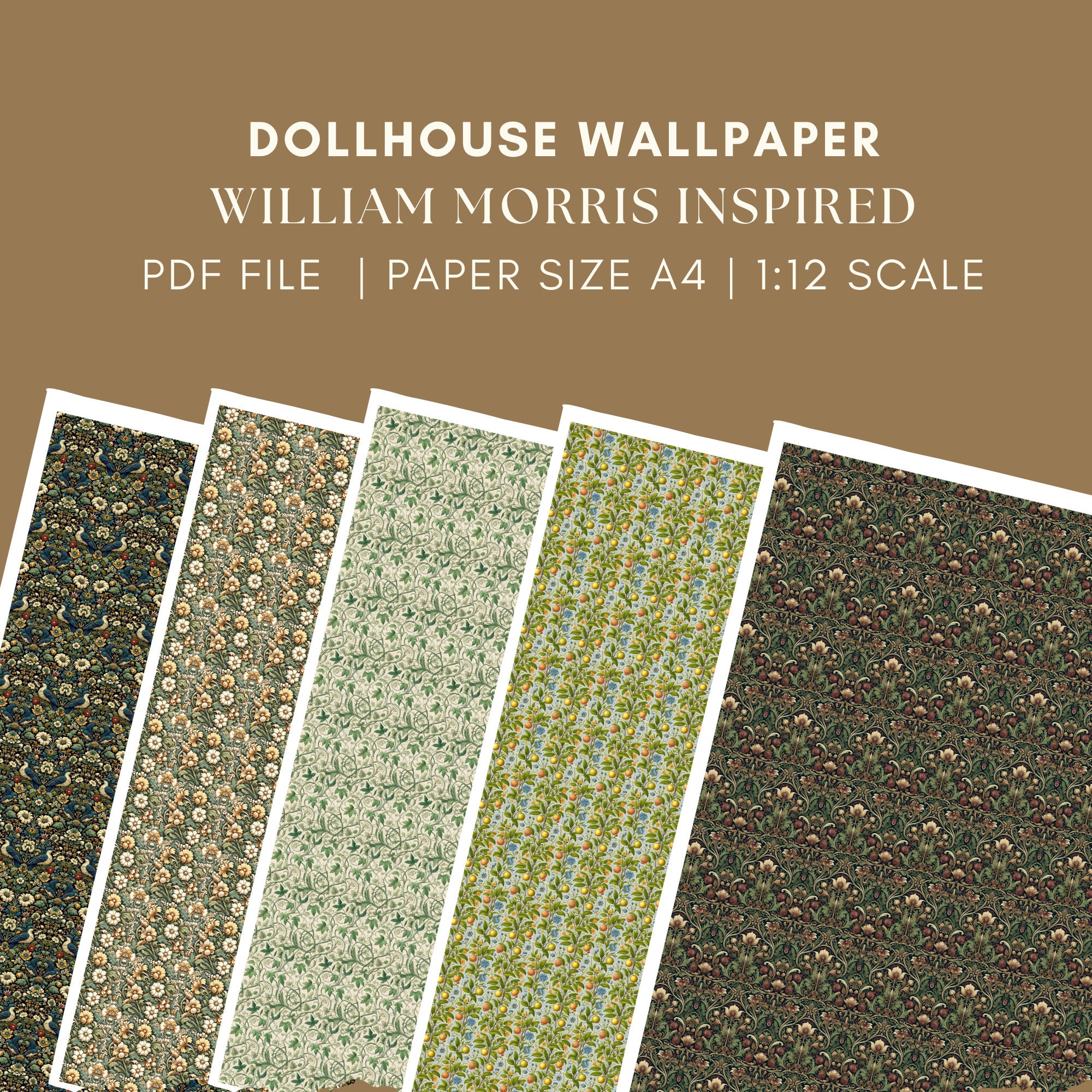 Dollhouse Miniatures Wallpaper DIGITAL DOWNLOAD Printable, 10x William ...