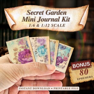 Wildflower Vintage Secret Garden Mini Junk Journal Kit – Floral Scrapbook Backing Ephemera, Junk Journal Pages | Printable File download